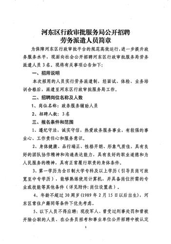 2019临沂河东区行政审批服务局公开招聘劳务派遣人员简章(3人)